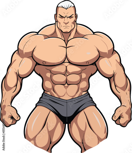 Vector of an athletic male with a muscular physique displaying his impressive physique