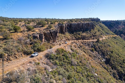 Aerial view of the end of Schnebly Hill Road, Sedona, Arizona photo