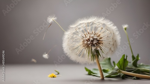 Condolence  grief card  loss  funerals  and support. Beautiful  graceful dandelion on a neutral background for expressing messages of encouragement and comfort.