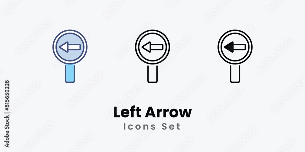 Left Arrow Icons thin line and glyph vector icon stock illustration Left Arrow Icons thin line and glyph vector icon stock illustration