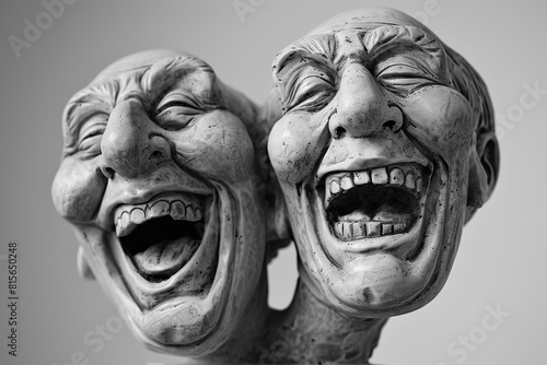 Funny clowns laughing with wide open mouths. April Fools Day and International Joke Day celebration