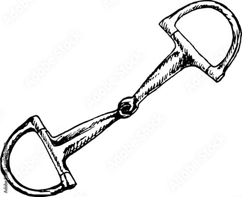 graphic vector illustration of snaffle D-Ring. Equipment for horse riding. Isolated. For cards, prints, decor