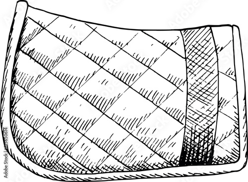 Graphic vector illustration of a saddle pad. Hand painting. Horse equipment, for horse sport, riding