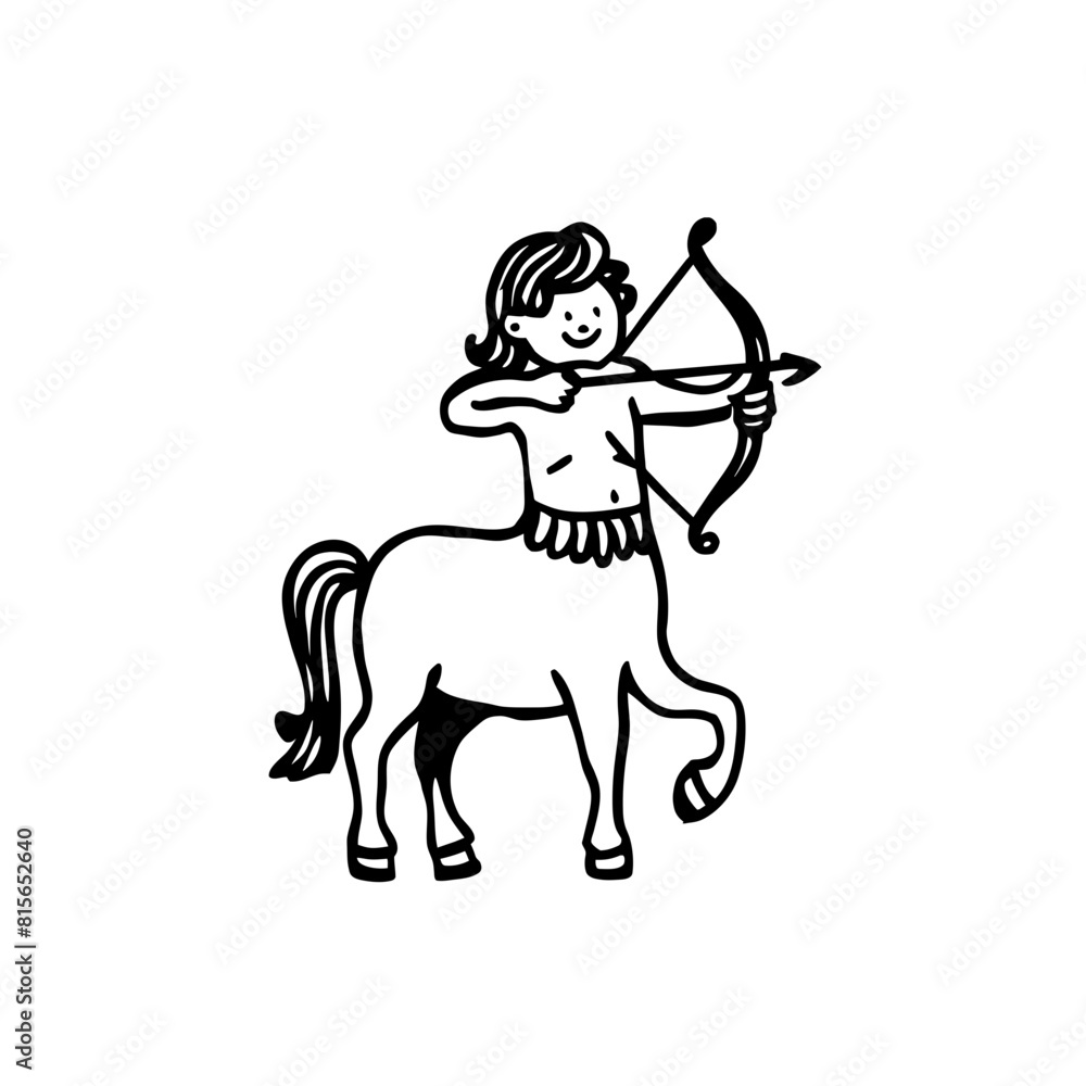 Fototapeta premium Centaur Doodle Art: Mythical Illustration of a Half-Human, Half-Horse