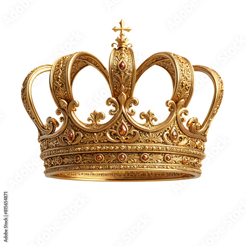 Royal golden crown on transparent background, Generative AI