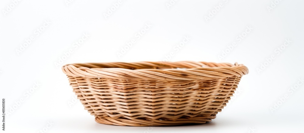 Wicker basket for serving isolated on white background. copy space available Wicker basket for serving isolated on white background. copy space available