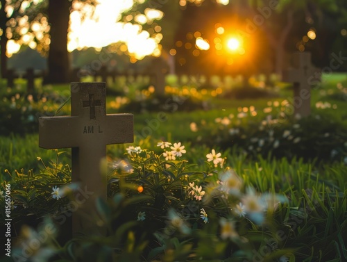 Visiting military gravesites. photo