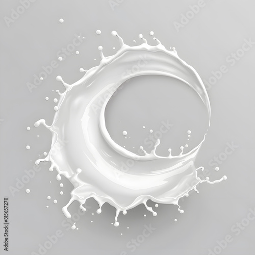 Circular milk splash swirl illustration isolated on white background