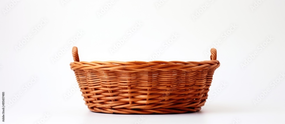 Wicker basket for serving isolated on white background. copy space available Wicker basket for serving isolated on white background. copy space available