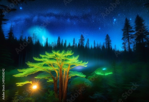 Capturing the Ethereal Beauty of a Bioluminescent Solar Flare in a Nocturnal Forest