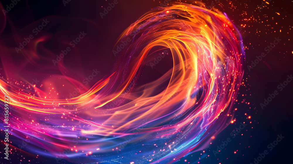 Glowing liquid luminous swirl on black background Glowing liquid luminous swirl on black background