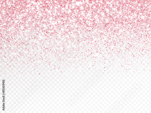 Pink glitter lights background. Sparkling glittering rain effect. Luxury frame for mother's day, Valentine, wedding, birthday party. Transparent background can be removed in vector format.