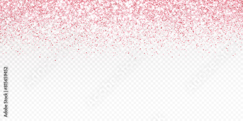 Pink glitter lights background. Sparkling glittering rain effect. Luxury frame for mother's day, Valentine, wedding, birthday party. Transparent background can be removed in vector format.