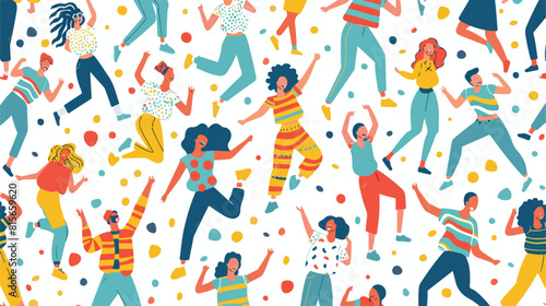 Seamless pattern with happy young people. Endless background