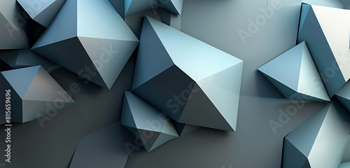 Contemporary backdrop cool-toned cyan, grey 3D shapes in modern render.