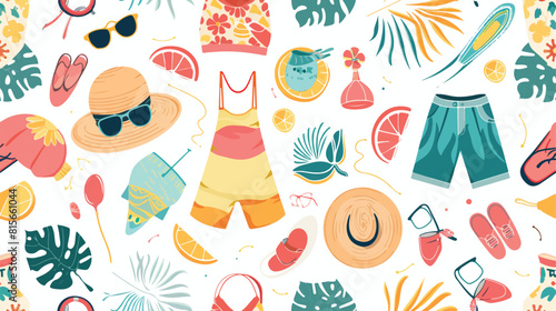 Seamless pattern with summer clothes and accessories