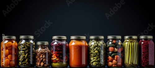 beautiful canned food can tin jare on black surface stone background for advertising magazines menu banners close up front view free copy space photo