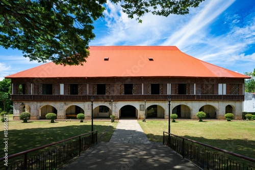 Quadro su tela Image depicts a tranquil courtyard of Lazi Convent in Siquijor, Philippines