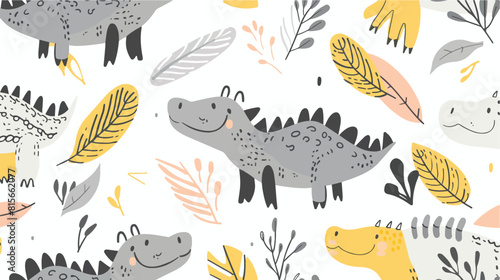 Seamless Scandinavian pattern with cute animal 