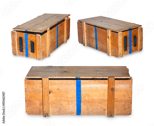 Set of military boxes on white background