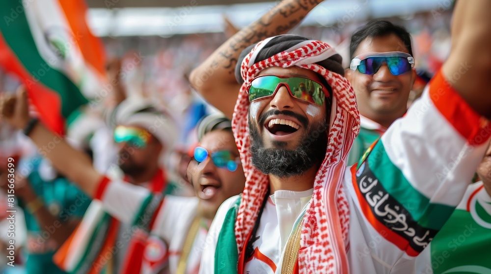 Omani fans, sporting Indian cricket team attire
