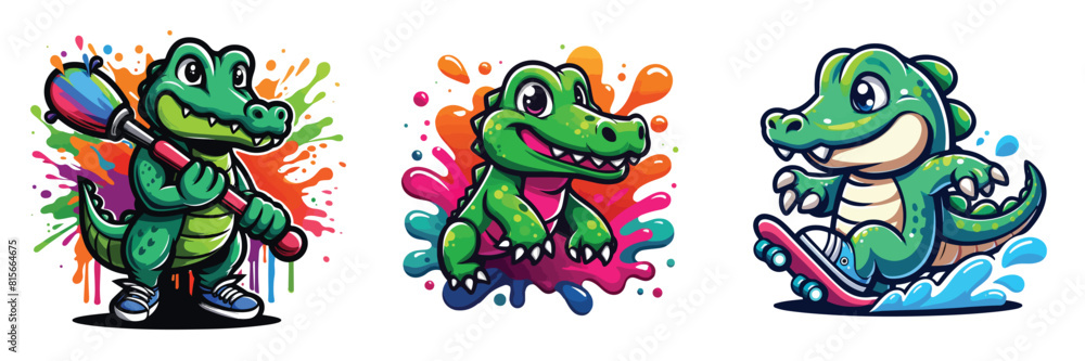 Fototapeta premium cute crocodile vector generate ai