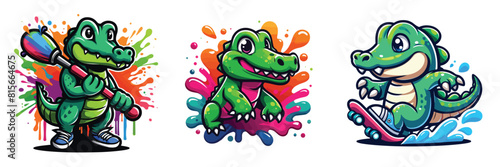 cute crocodile vector generate ai