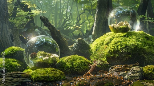 MOSS and glass globes enhance the natural beauty of the surroundings