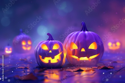 Halloween Party. Jack Pumpkinhead, all saints night. Pumpkin head in neon and fluorescent light. 3d illustration