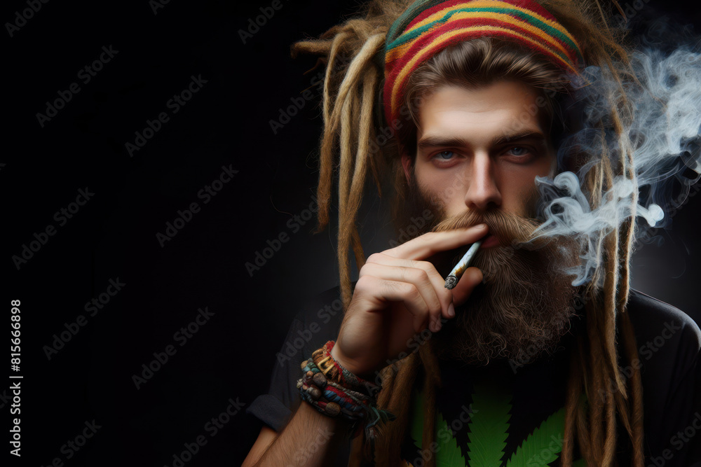 Obraz premium rastaman smokes Isolated on background