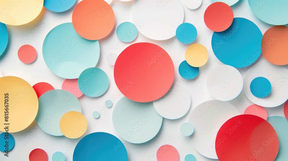 Graphic design of colorful circles on a white backdrop