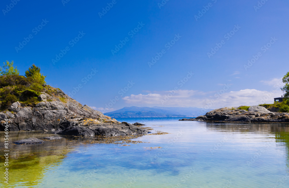 Fototapeta premium View from a beach in Austevoll in west Norway