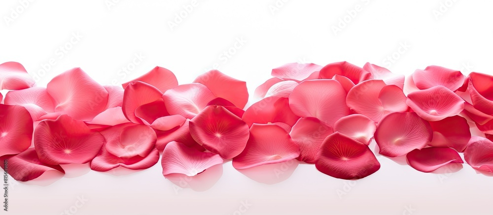 Rose petals on white background. copy space available Rose petals on white background. copy space available
