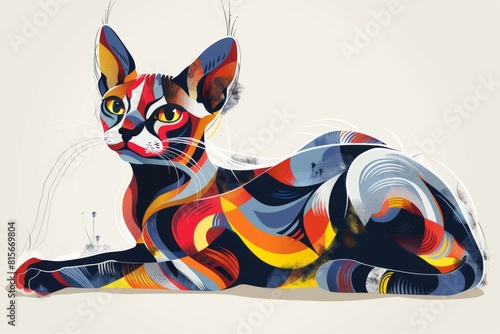 Sphynx cat in abstract drawing style