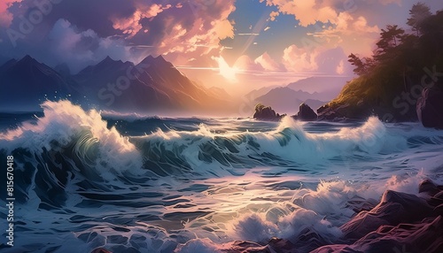 ai generative of sunset over the sea