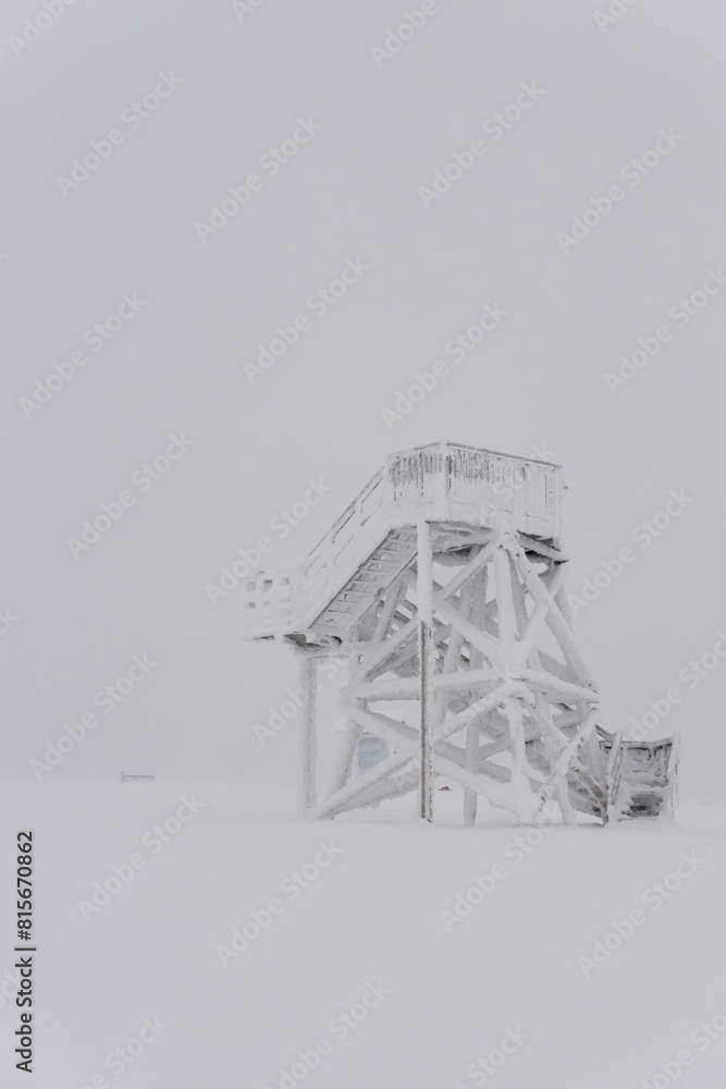 Ταπετσαρία Look Out Tower in Saariselka, Finland in winter completely covered with snow