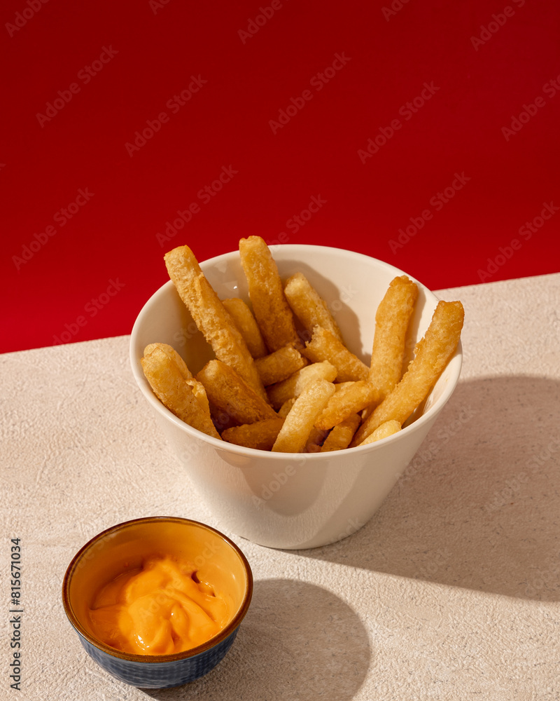 Fried cassava is a dish made from pieces of cassava fried in hot cooking oil.