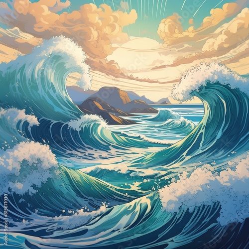 ai generative of background with waves © Nyantan