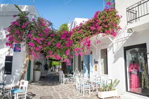 Fototapeta Naklejka Na Ścianę i Meble -  Beautiful houses and narrow streets on a sunny day in Greece