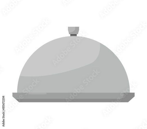 a cloche on the tray over white background vector art illustration