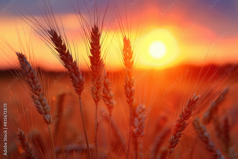 Ears of wheat in a field at sunset or sandalwood Ears of wheat in a field at sunset or sandalwood