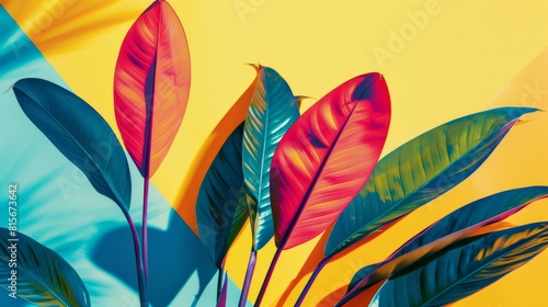 Poster design showcasing vibrant hues and a plant s stem twisting pattern