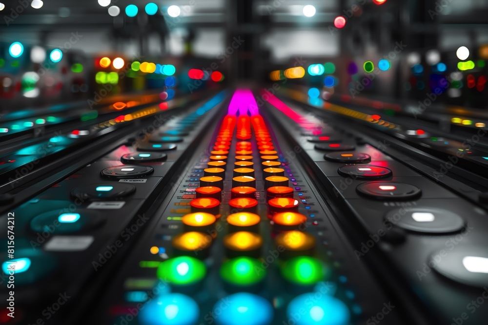 Random colored lights on a smart factory dashboard