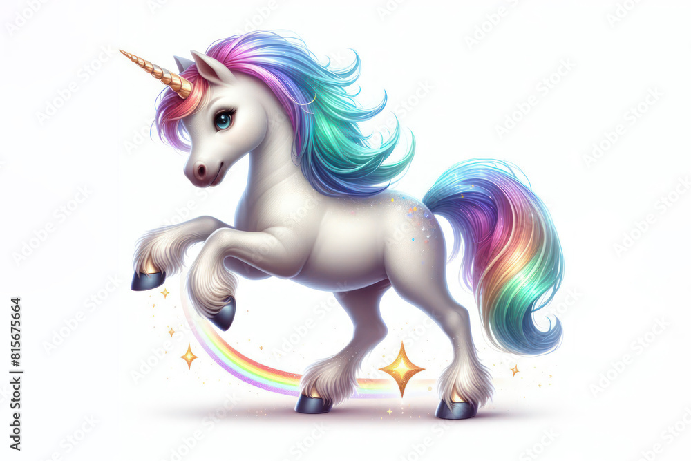 Naklejka premium Adorable magic unicorn Isolated on white background