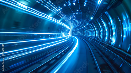 futuristic technology background with abstract speed light trails and effect route that moves quickly. © Mr.PJ