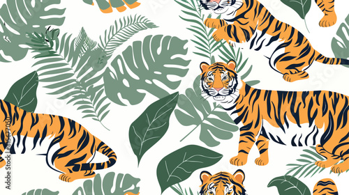 Tiger animal pattern. Seamless backgroundd with repeat
