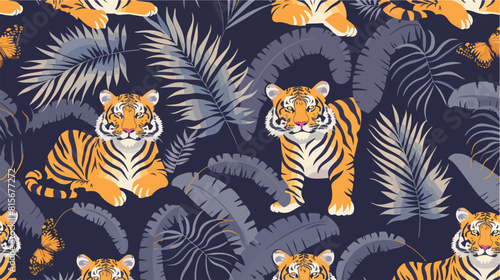 Tiger animal pattern. Seamless backgroundd with repeat