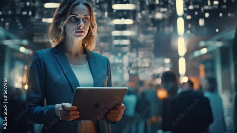 Young businesswoman holds a digital tablet in her office. Young businesswoman holds a digital tablet in her office.