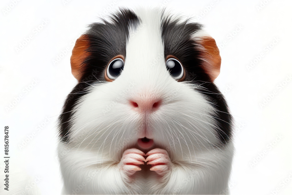 Close-up Funny Portrait of Surprised Guinea Pig with Huge Eyes Isolated on white background Close-up Funny Portrait of Surprised Guinea Pig with Huge Eyes Isolated on white background