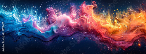 colorful background with swirling liquid paint and vibrant colors. A fluid  psychedelic pattern in bright hues of blue  pink  orange  yellow  purple  red  green  and white.